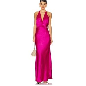 Elegant Pink Halter Maxi Dress
